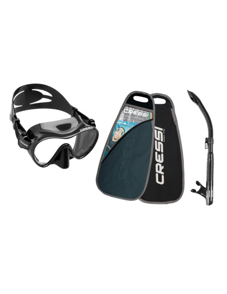 „Cressi“ profesionalus snorkelinis rinkinys F1 su krepšiu juoda „Exclusiv“