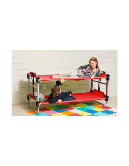Disc-O-Bed Kid-O-Bunk vaikų stovyklavimo dviaukštė lova su šoninėmis kišenėmis