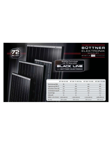 Büttner MT-SM170 Black Line saulės baterija 170 W
