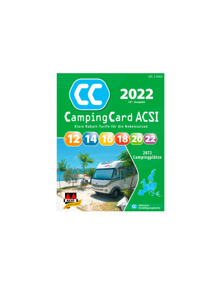 ACSI CampingCard 2022 stovyklavimo vadovas su nuolaidų kortele